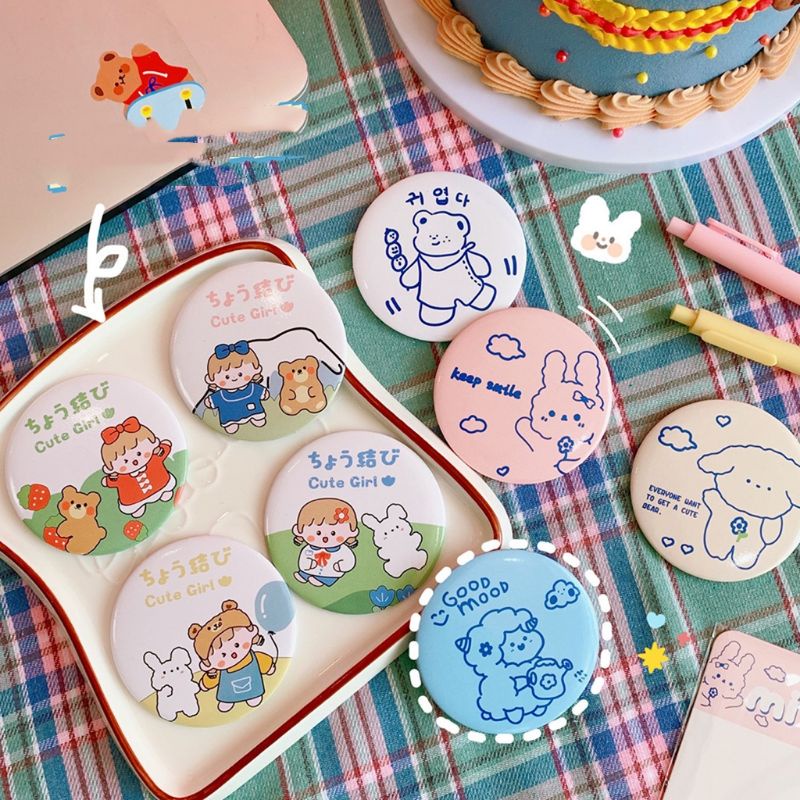 Gương Mini Bỏ Túi Hình Gấu , Thỏ, Cô Gái , Bò Sữa Cute Loại 1 Dày Dặn, Sắc Nét