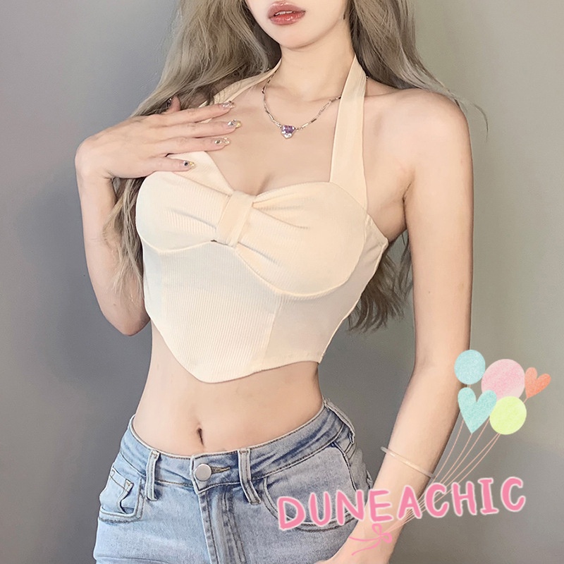 DUNEA Áo Tank Top Hở Lưng Màu Trơn Quyến Rũ Cho Nữ