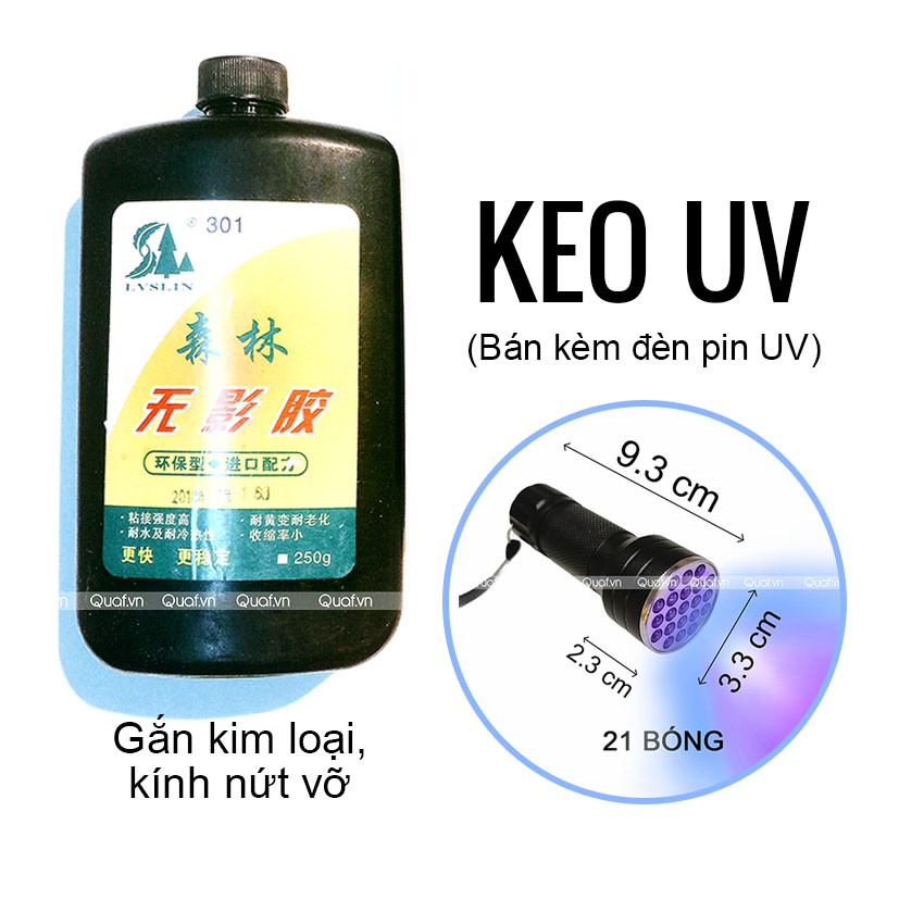 [250ml] Keo UV Dán Pha Lê, Cường Lực, Thủy Tinh, Kính, Mika Trong Suốt