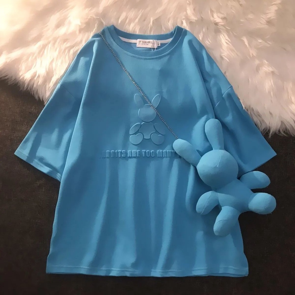 Áo thun cotton tay ngắn dáng rộng phong cách Hàn Quốc thời trang mùa hè cho nữ