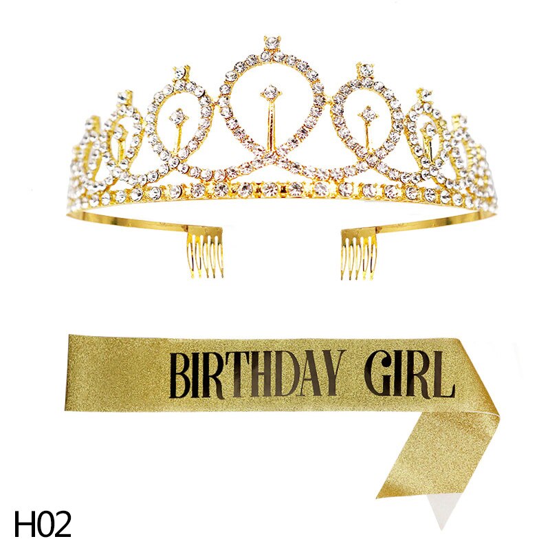 1 Set Băng Đô Vải Satin In Chữ Happy Birthday Và Vương Miện Trang Trí Tiệc Sinh Nhật Cho Bé