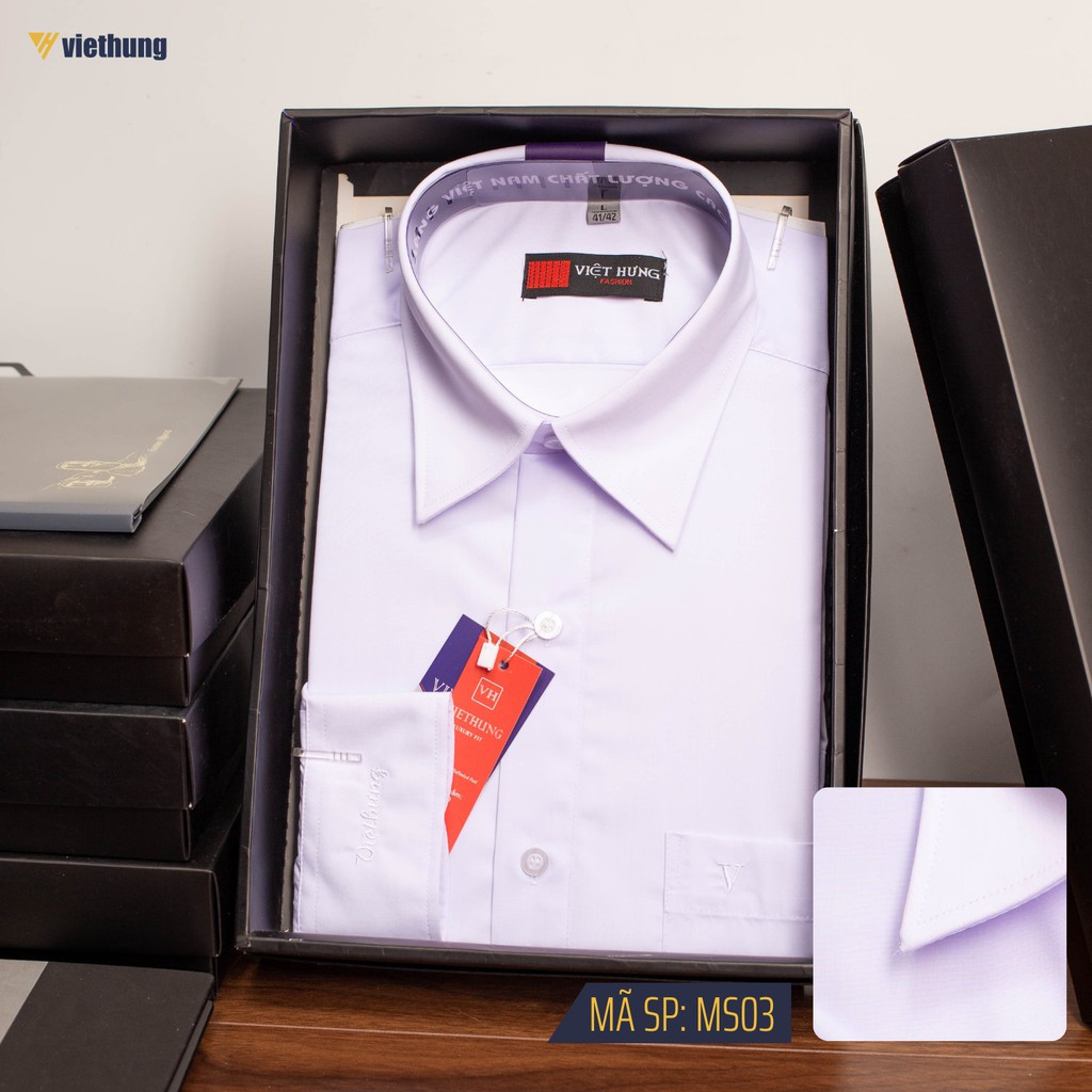Áo Sơ Mi Nam Dài Tay Công Sở VIỆT HƯNG Chất Vải Ion Mỹ Màu Trắng Kiểu Dáng Suông Cổ Điển Vạt Ngang MS03 | BigBuy360 - bigbuy360.vn