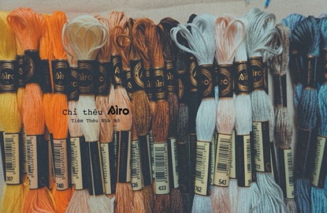 Set chỉ Airo & AH chính hãng 50-100 tép + dụng cụ thêu đầy đủ