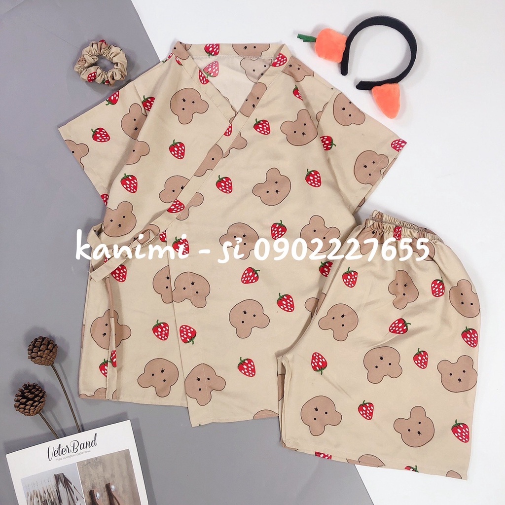 Bộ Pijama Kimono áo cộc quần lửng dễ thương chất kate Thái loại đẹp DUNO - BN01