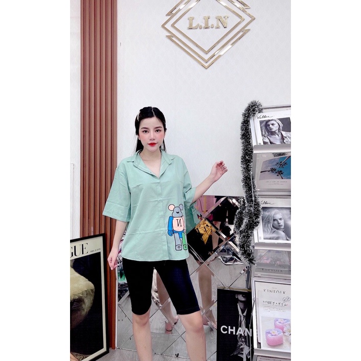 ( MIỄN PHÍ SHIP 2022) Set bộ ngố nữ mặc ở nhà, quần ôm đen lững, quần thun ôm tôn dáng phối áo sơ mi form rộng