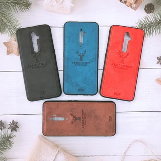 Ốp lưng vải jeans Oppo Reno 2F / Reno2 F khay silicon dẻo họa tiết đầu hươu chống sốc
