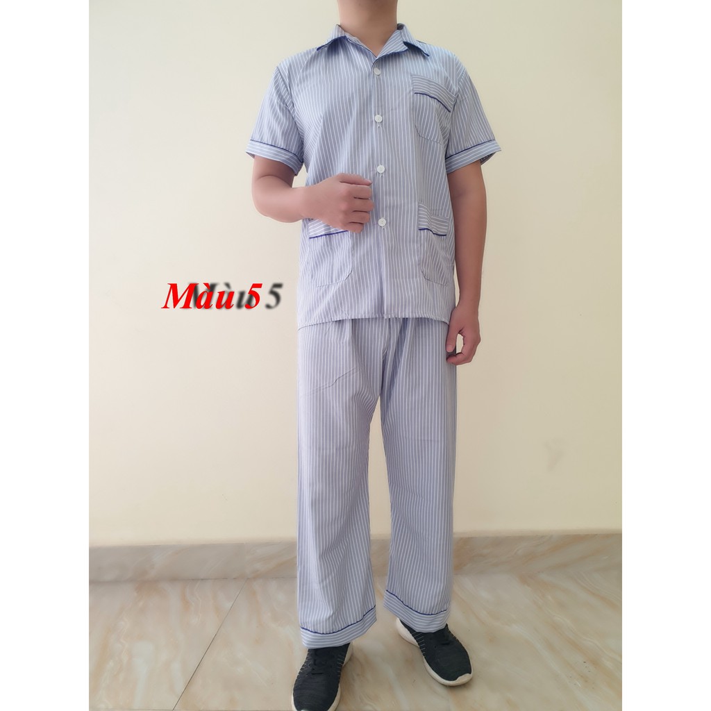 [Siêu đẹp] Bộ Pijama Bộ kẻ ông già cộc