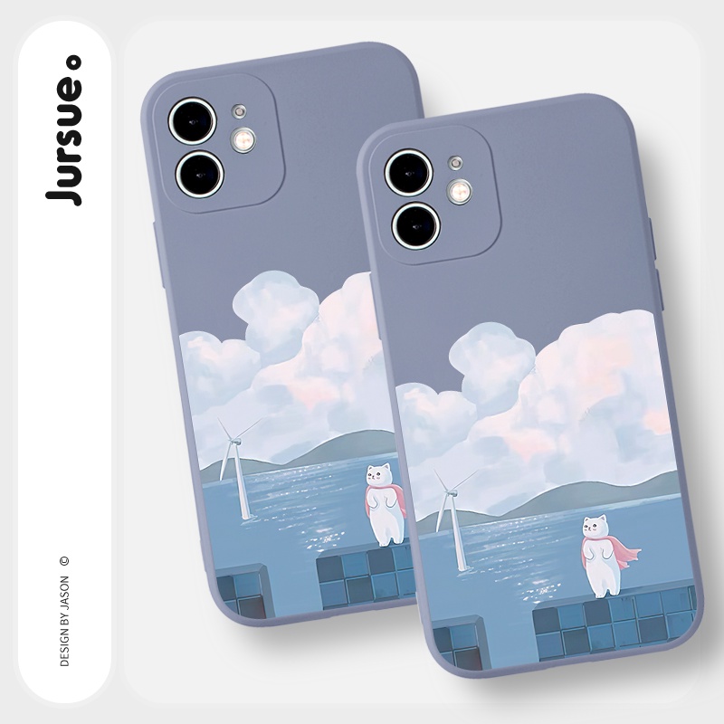 Ốp lưng JURSUE mềm viền vuông hình dễ thương đẹp Cho iPhone 14 13 12 11 Pro Max SE 2020 X XR XS 8 7 ip 6S 6 Plus Y2205