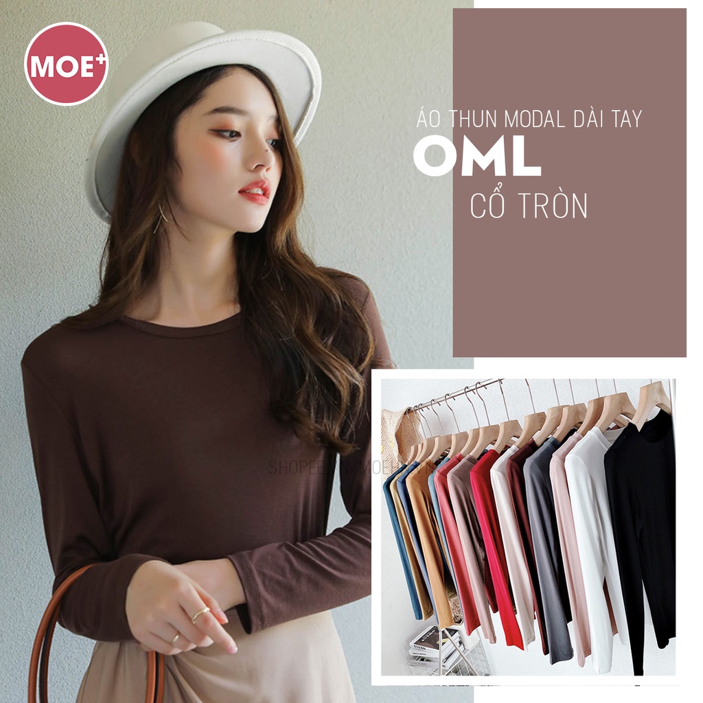 HÀNG SẴN_ Áo Thun Modal Dài Tay OML Cổ Tròn Thu Đông 2021