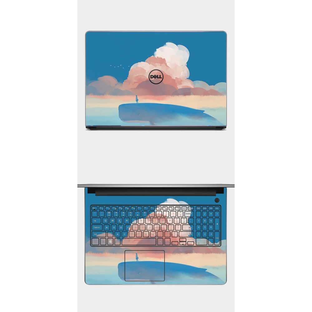 Skin cá voi cute - Dán máy tính Laptop - in theo yêu cầu được cắt sẵn chuẩn theo Model máy