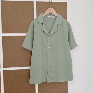 Sơ mi lụa cổ vest tay ngắn (ảnh thật/ có sẵn)
