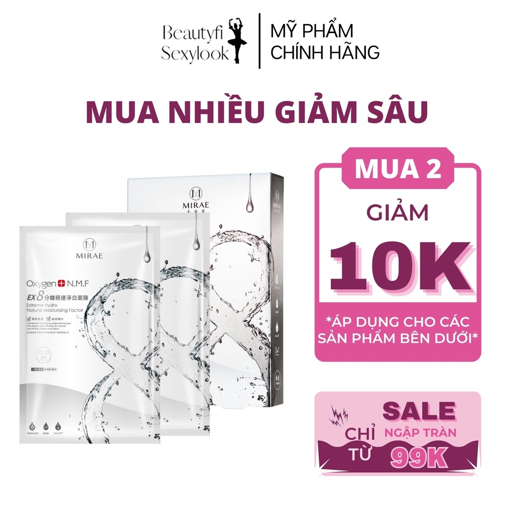 Mặt Nạ Dưỡng Trắng 💖FREESHIP💖 Mask Mirae EX8 Phút Dưỡng Trắng Cấp Tốc - Mặt Nạ Oxygen 20G/miếng EX8.