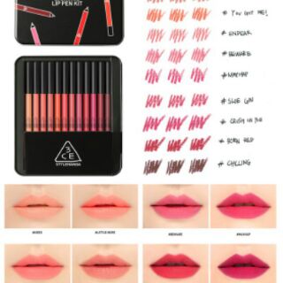Hộp 12 son bút chì 3ce drawing lip pen kit