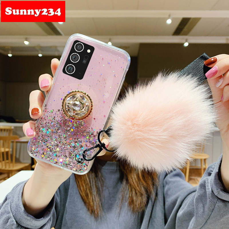Luxury Glitter Soft Case Samsung Note 20 Pro Case + Phone Holder + Strap