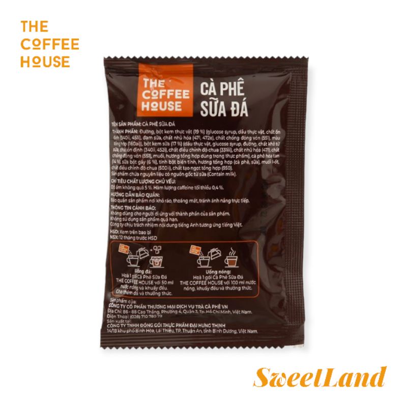 Cafe sữa đá The Coffee House túi 25 gói x 22g