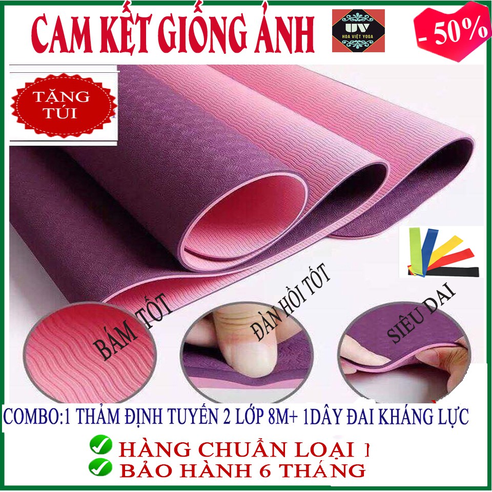 [FREESHIP❤️] Thảm Tập Yoga Gym  Định Tuyến 2 Lớp TPE 8MM Cao cấp Siêu bền Chống trơn trượt, Chịu Lực Tốt.