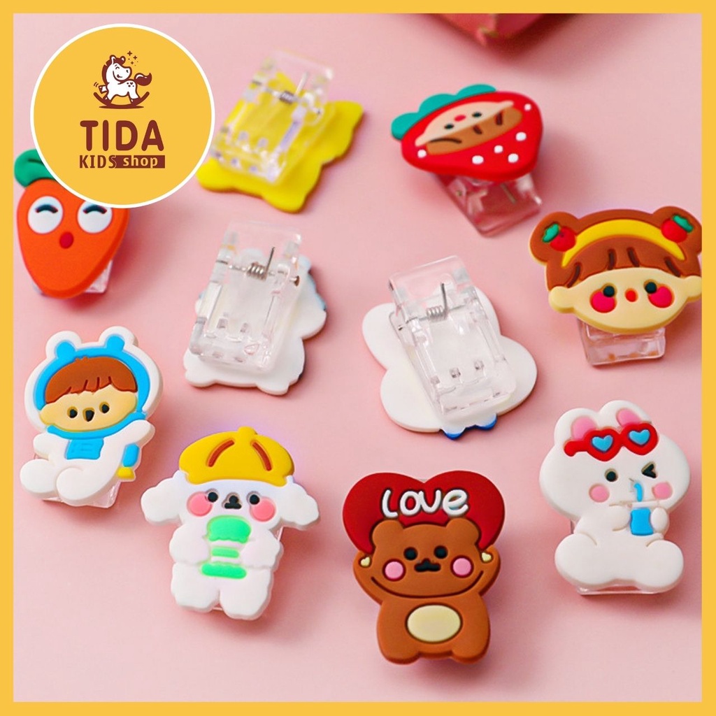 Kẹp Nhựa Gắn Icon ⚡️ HOT TREND ⚡️ 2 cm, Kẹp Nhựa Vintage Trang Trí Nhà Cửa, Góc Học Tập TiDa Kids Shop