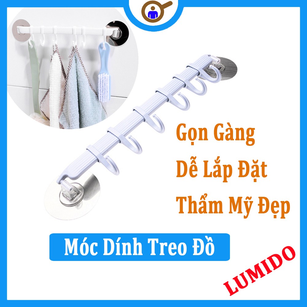 Giá Treo Khăn Nhà Tắm 6 Móc Cao Cấp Dính Tường LUMIDO