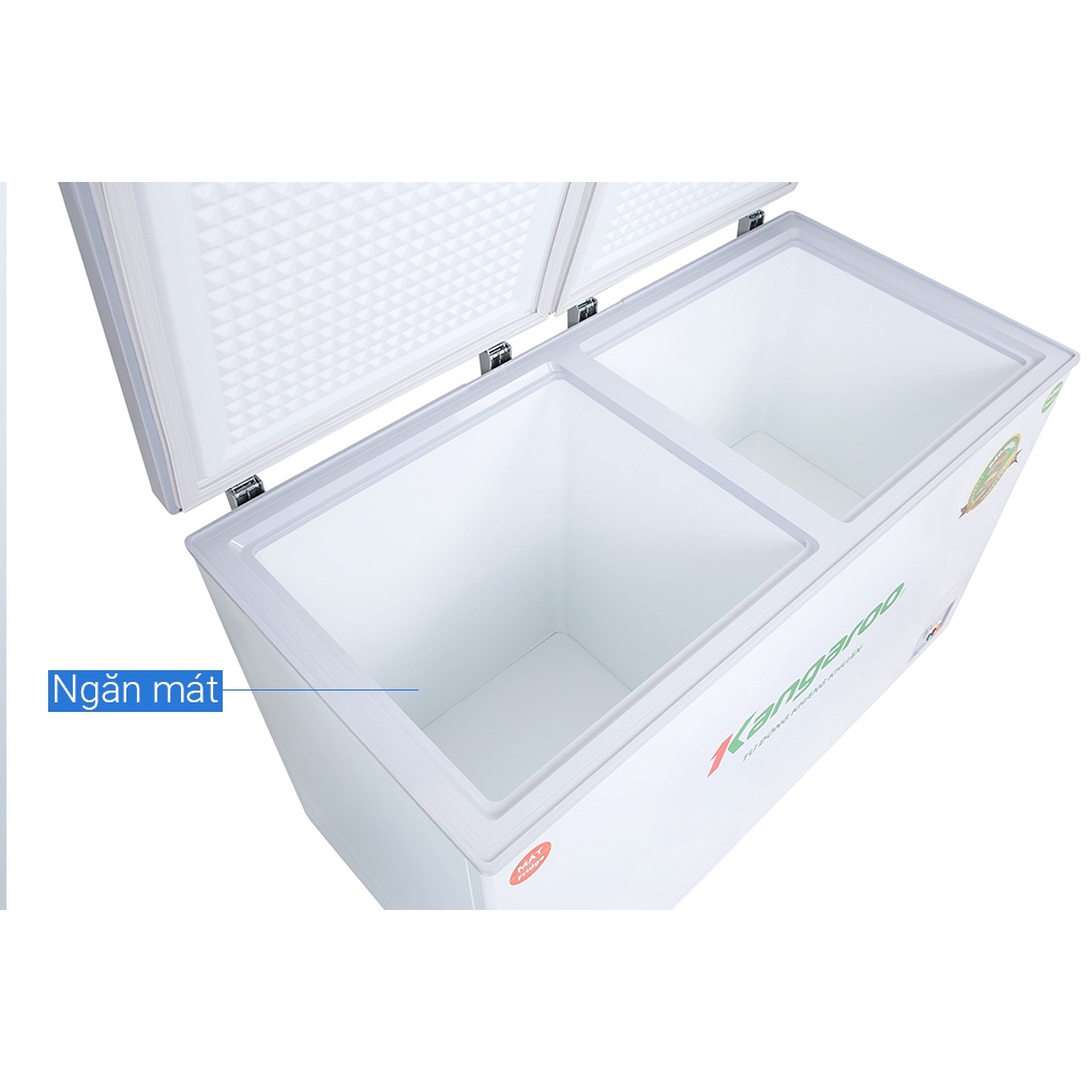 Tủ đông kháng khuẩn KANGAROO 2 ngăn, 2 cánh màu inox, không kính KG498KX2