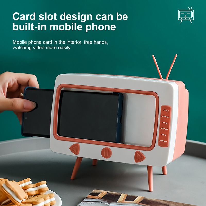 Hộp đựng khăn giấy kiêm giá đỡ điện thoại di động để bàn ngăn nắp tiện lợi cho gia đình