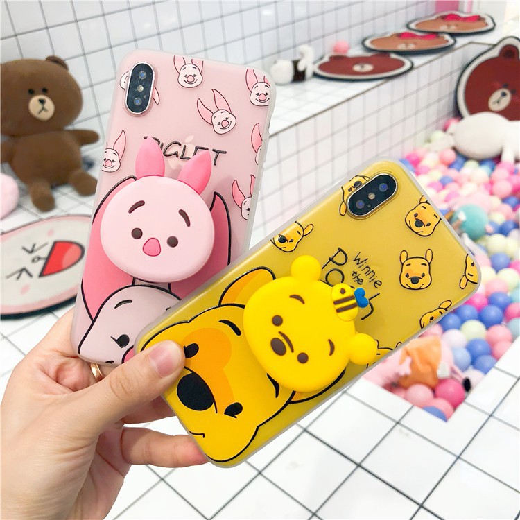 ⚡ỐP IPHONE⚡ ỐP LƯNG IPHONE LỢN PIGLET  GẤU POO  Cho Iphone 6 6s 6Plus 6sPlus 7Plus 8Plus X - (Tặng kèm giá đỡ)