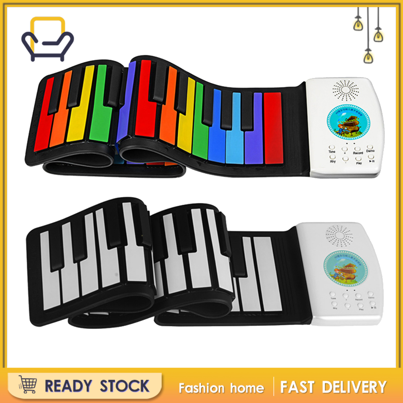 【Fashion home】Roll Up Piano Electric Digital Roll Up Keyboard Piano Gifts