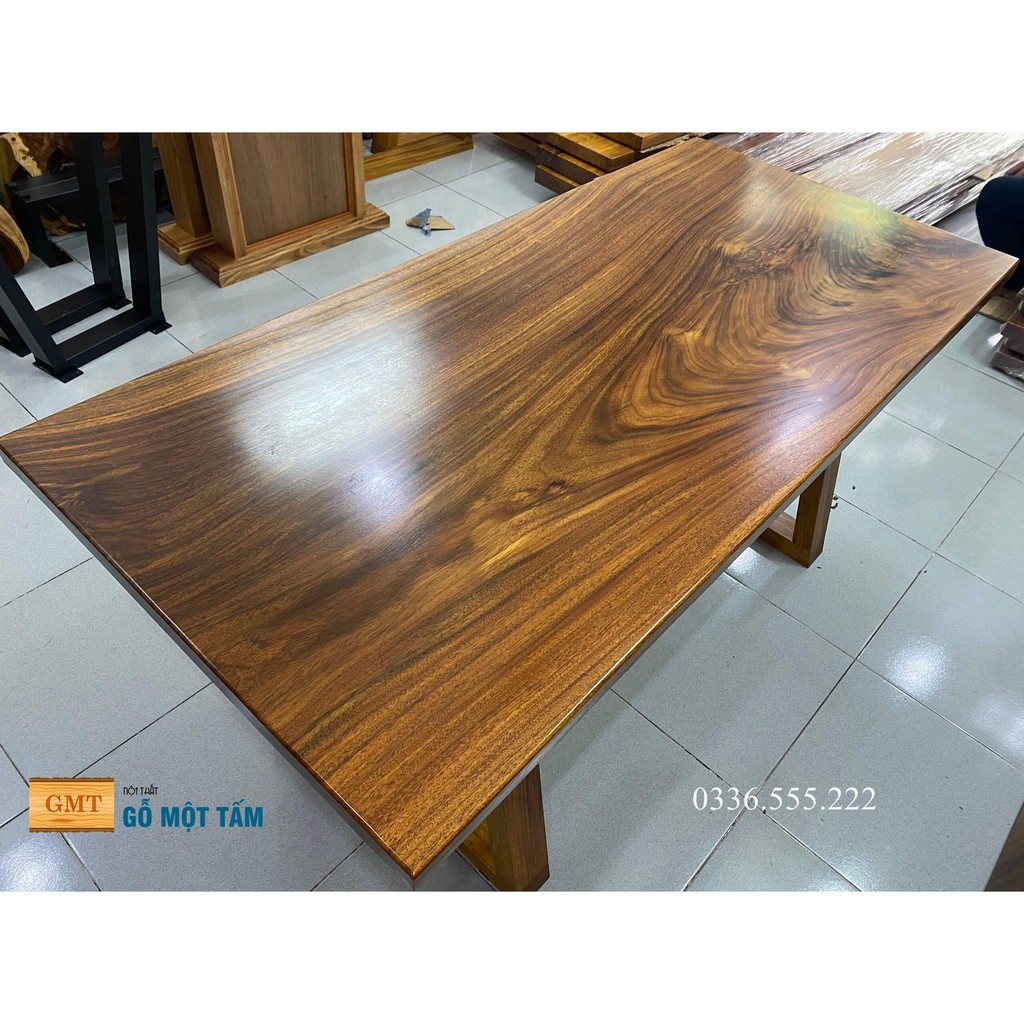 Bộ bàn gỗ me tây nguyên tấm dài 1,6m