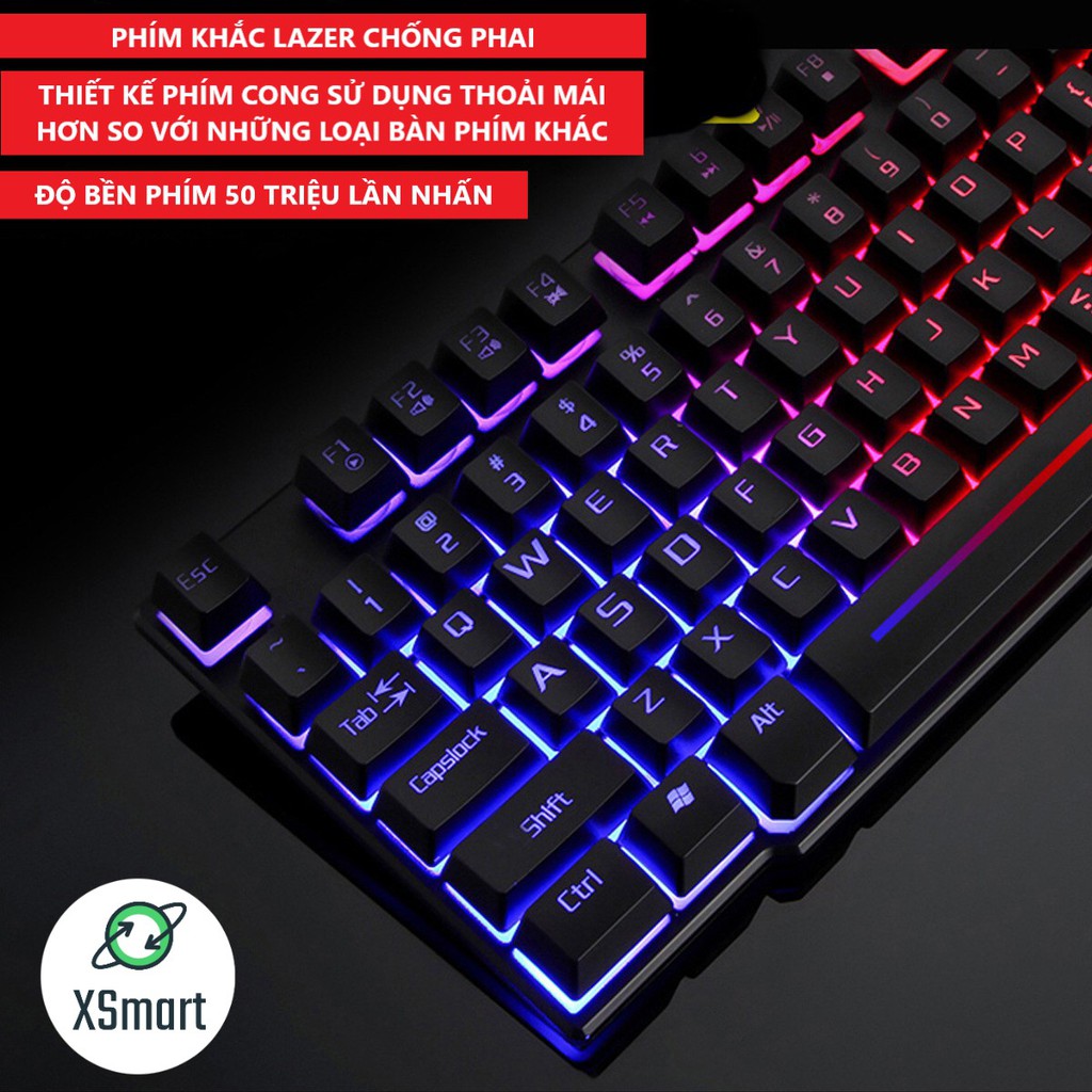 Bộ Bàn Phím Và Chuột giả cơ GAMING T6 LED 7 MÀU CAO CẤP, TẶNG LÓT CHUỘT Game ĐẸP