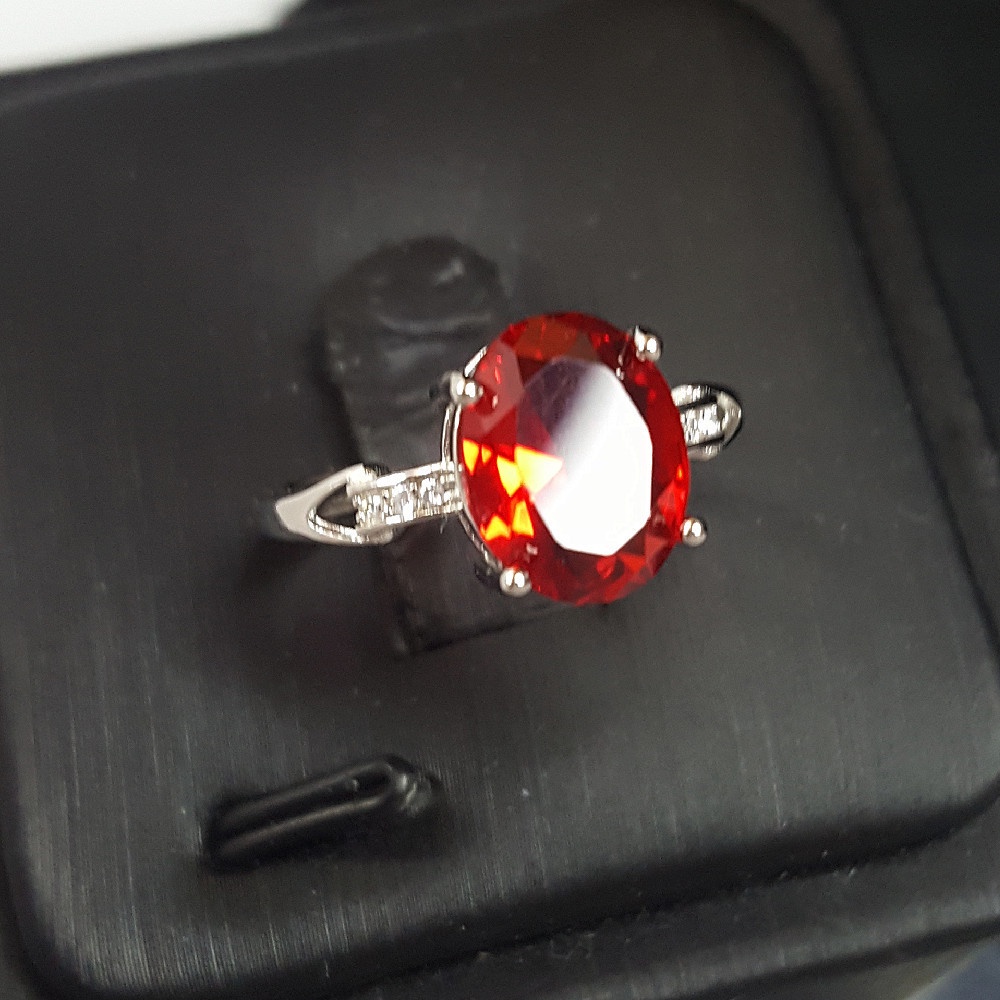 Nhẫn Đeo Tay Mạ Bạc Đính Đá Ruby Nhân Tạo Sang Trọng Điều Chỉnh Được Dành Cho Nữ 925