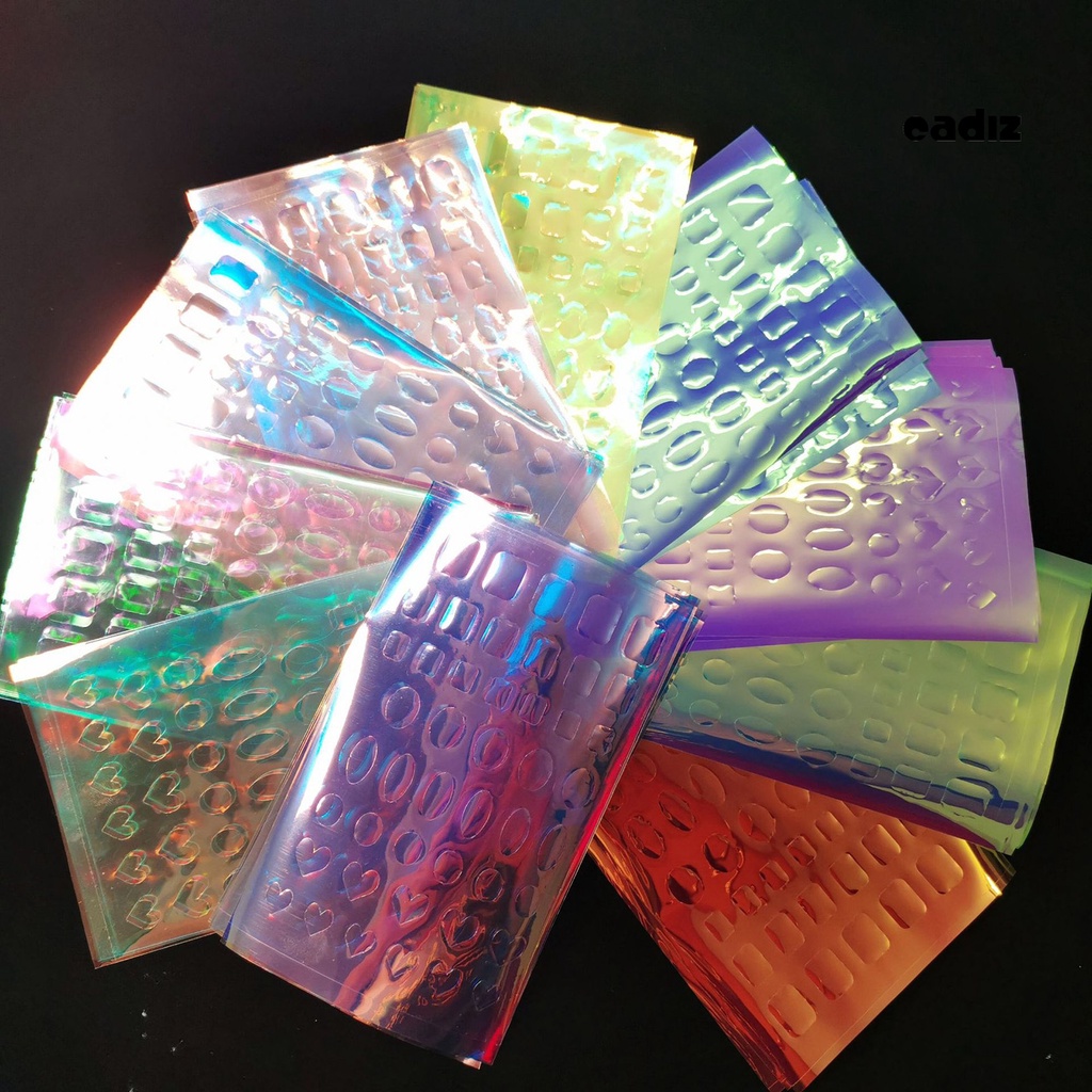 [Hàng mới về] Bộ 11 miếng dán lá nhôm tráng gương hiệu ứng cực quang nhiều màu sắc độc đáo trang trí móng tay tự làm