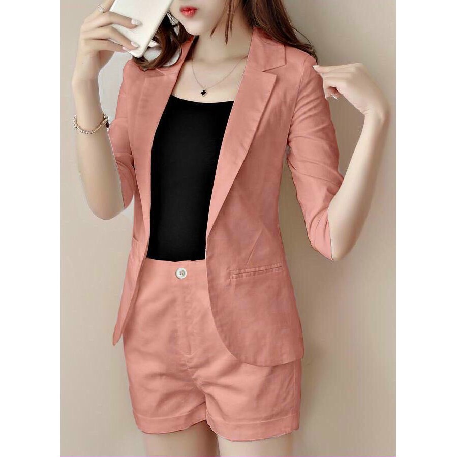 Bộ Vest Short 3 Món Kaki Cao Cấp - Set Vest Đùi Cotton Kèm Áo Lụa Sang Trọng Cho Nàng Năng Động | BigBuy360 - bigbuy360.vn