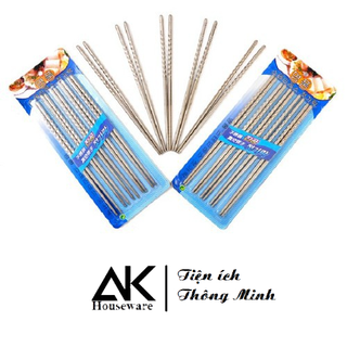 Vỉ 5 đôi đũa xoắn inox