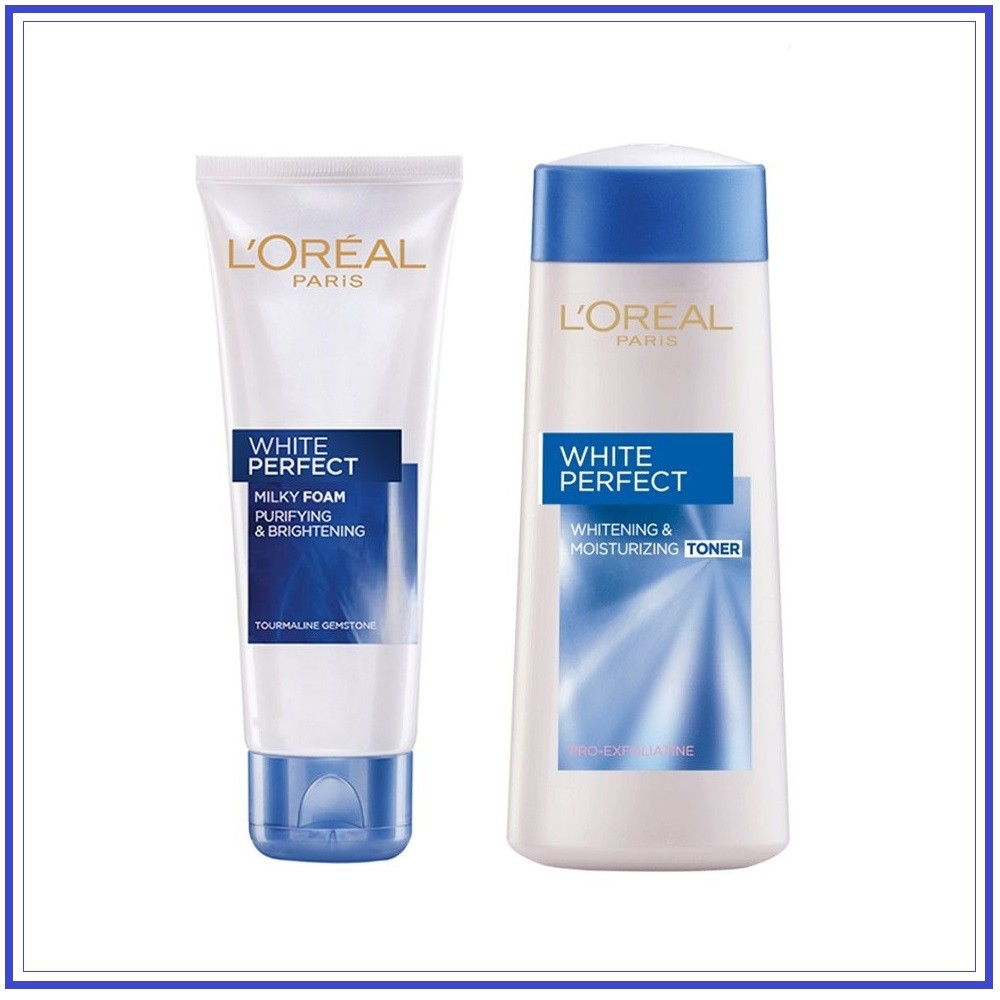 Combo Sữa rửa mặt Loreal 100ml và Nước hoa hồng Loreal 200ml giúp làm sạch trắng mịn da LOreal Paris White Perfect
