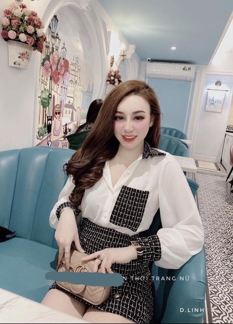 SET SƠ MI MIX CHÂN VÁY DẠ