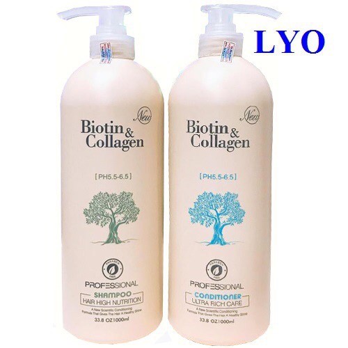 Bộ dầu gội Xả Biotin Collagen Trắng Xanh Vàng Giúp Phục Hồi Chống Rụng tóc 500ml - 1000ml.