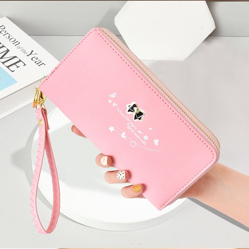 Ví nữ dài cầm tay 2 ngăn kéo cao cấp đính nơ thời trang nhiều ngăn tiện dụng HX143
