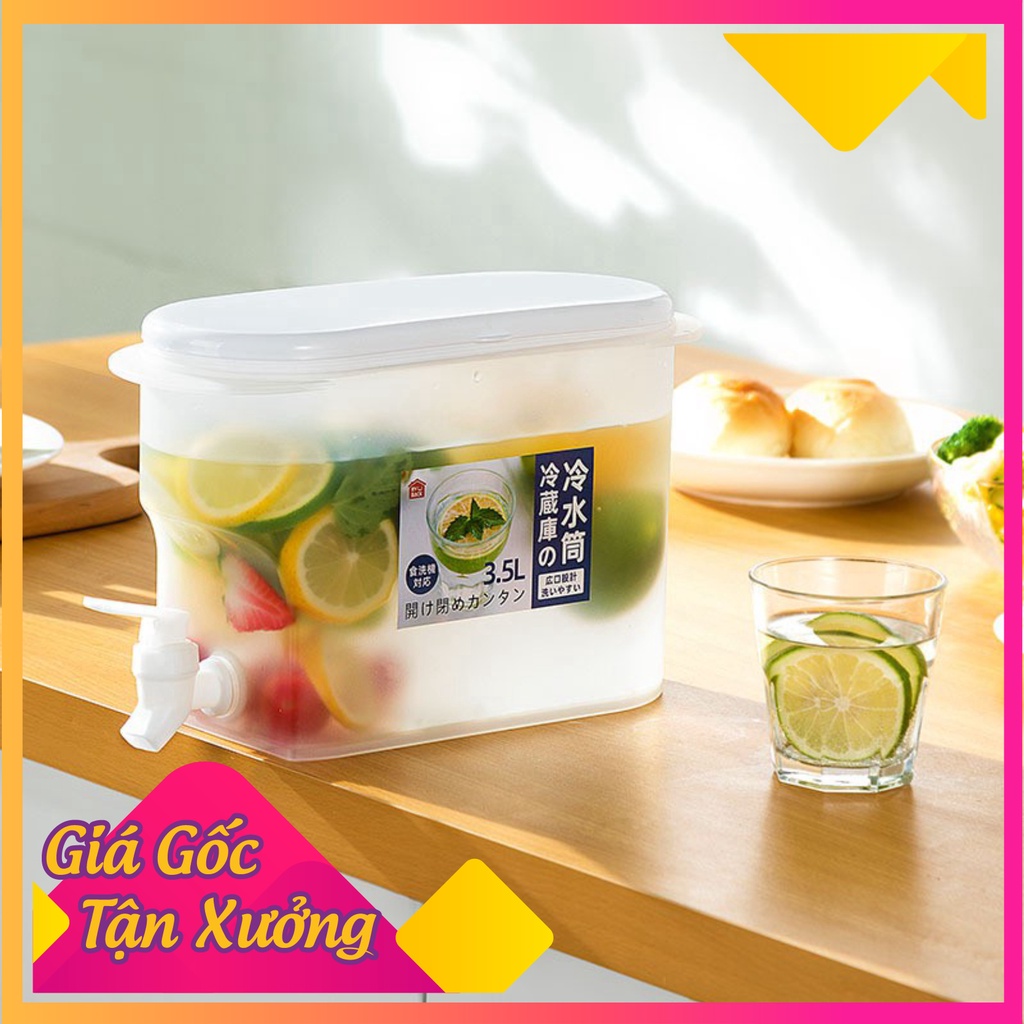 PVN31403 Bình đựng nước /chanh/detox có vòi cao cấp 3.5L để trong tủ lạnh uống siêu mát T8