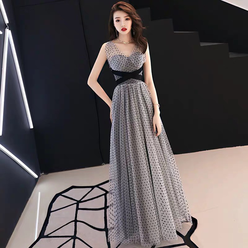 Tình yêu mua📣📣👗Đầm cưới thời trang xinh xắn dành cho nữ👗Đầm voan dáng dài họa tiết chấm bi xinh xắn cho nữ