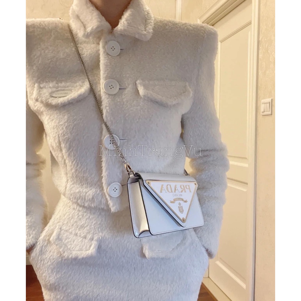 Túi xách nữ Prada da bóng chuẩn hàng đẹp dây xích