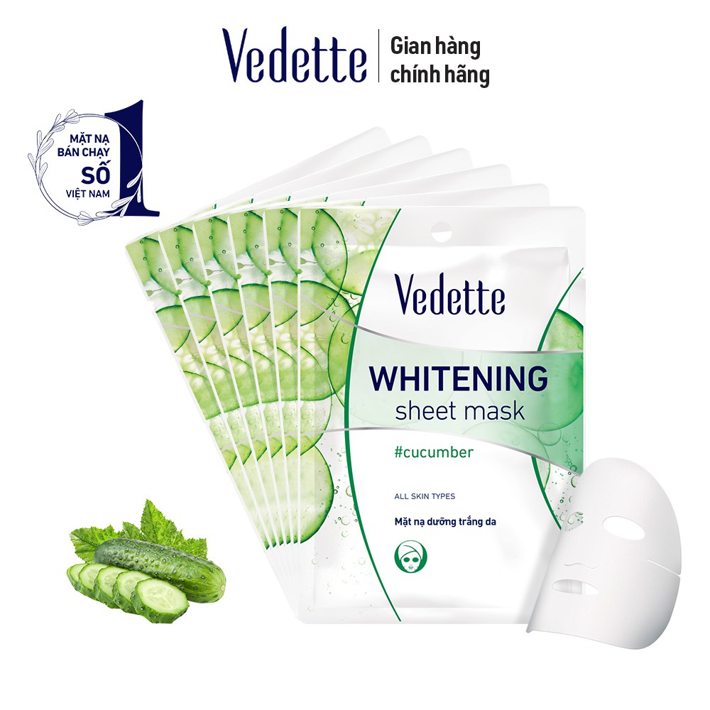 Combo 6 Mặt Nạ Trắng Hồng Tự Nhiên Vedette Whitening Sheet Mask