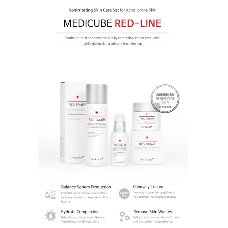 Set chăm sóc dưỡng da MEDICUBE RED LINE dành cho da mun và làn da bị kich ứng