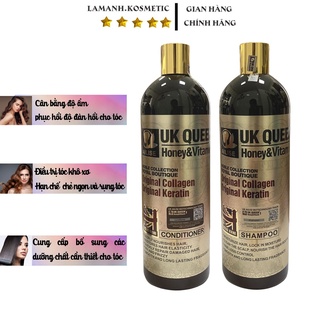 Dầu gội dầu xả UK QUEEN Hone&Vitamin phục hồi chống rụng tóc hương thơm nước hoa cặp 800ml hàng hiệu chính hãng