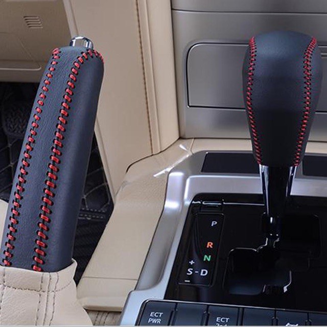 Bao da bò thật bọc cần số phanh tay các dòng xe ô tô Toyota Innova, Vios, Fortuner, Hilux, Altis,Camry...số tự động AT