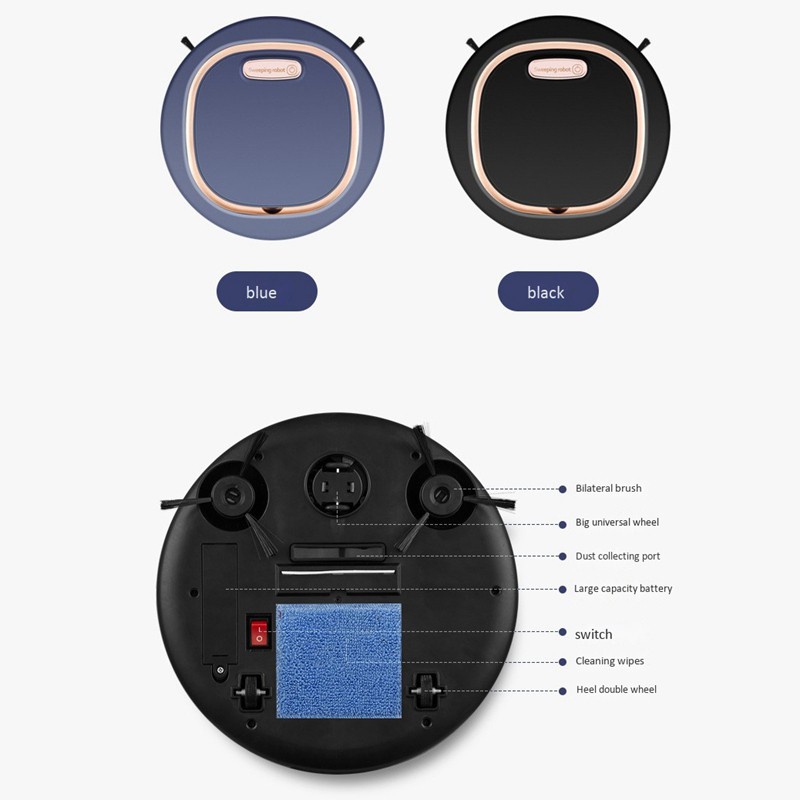 Robot Vacuum Cleaner,Strong Suction,Inteligent Super Thin Robot Black