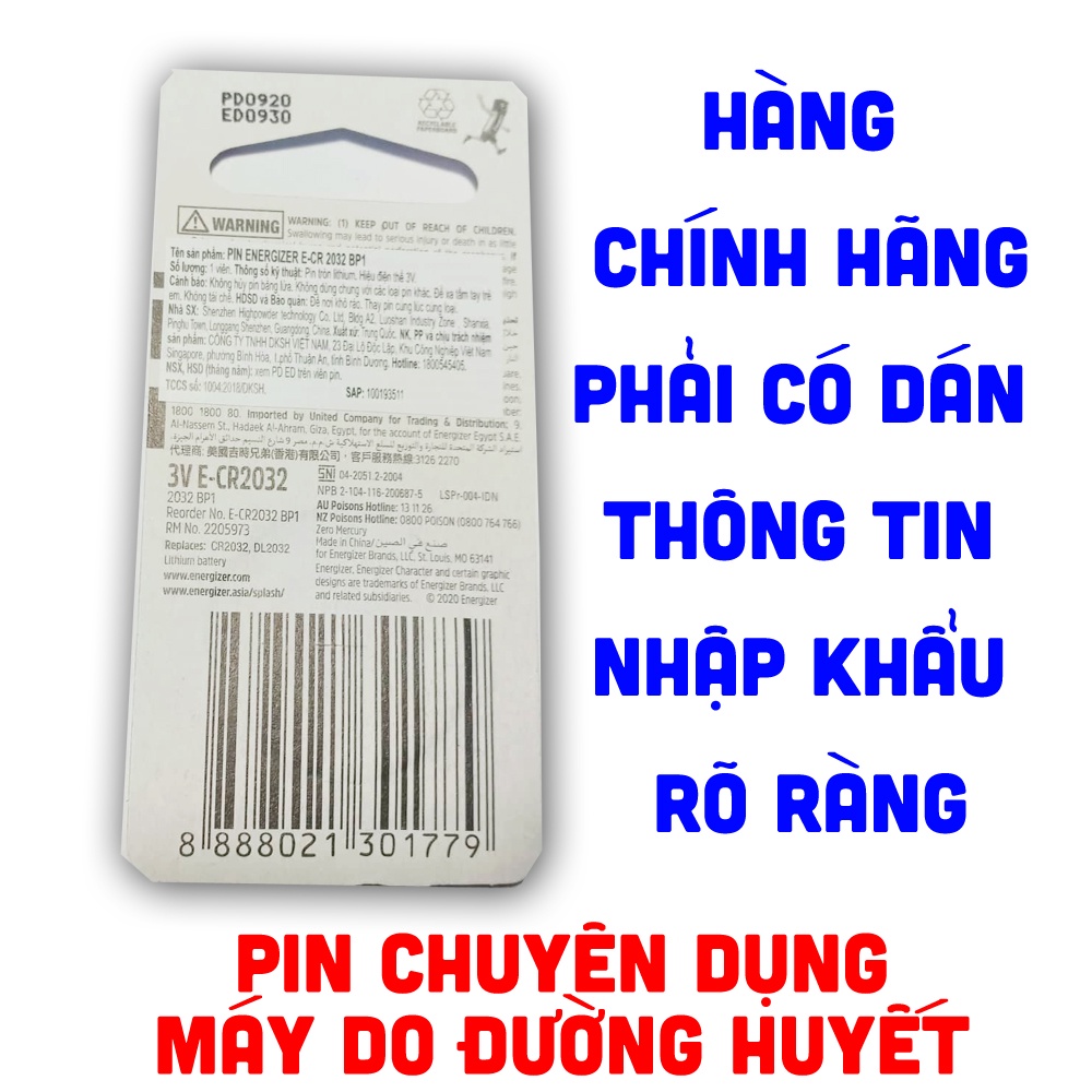 PIN CR2032 SỬ DỤNG CHO MÁY ĐƯỜNG HUYẾT (LOẠI TỐT, CHUYÊN CHO MÁY ĐO TIỂU ĐƯỜNG)