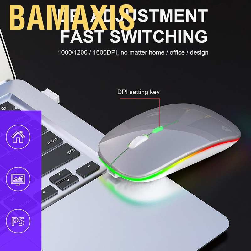 Chuột Chơi Game Bamaxis Không Dây 2.4g Có Đèn Led Nhiều Màu