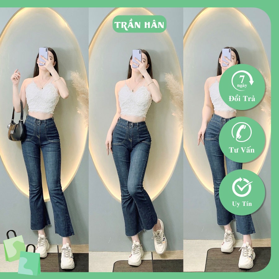 Quần jean nữ jean loe 6728 2 Khuyu túi ốp chất jean bò đẹp thời trangI Trần Hân Shop 20003936