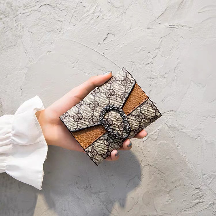 Ví ngắn nhiều ngăn đựng thẻ đựng tiền xu thiết kế đơn giản phong cách Âu Mỹ dành cho nữ