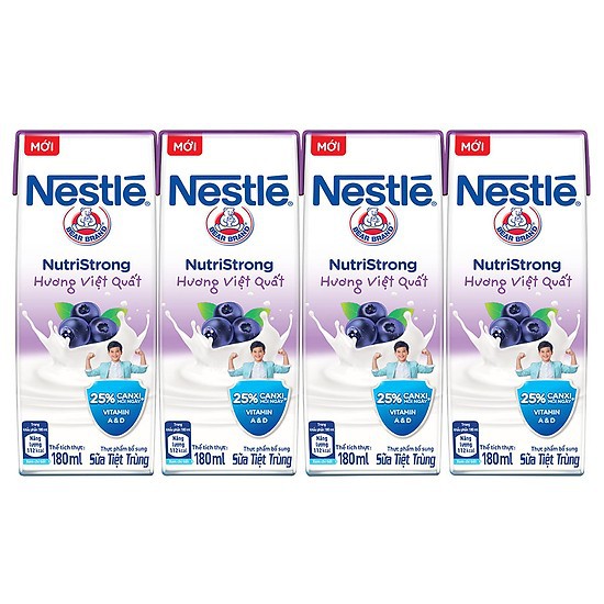 Lốc 4 Hộp Sữa Nước Nestlé Hương Việt Quất (180ml/hộp)