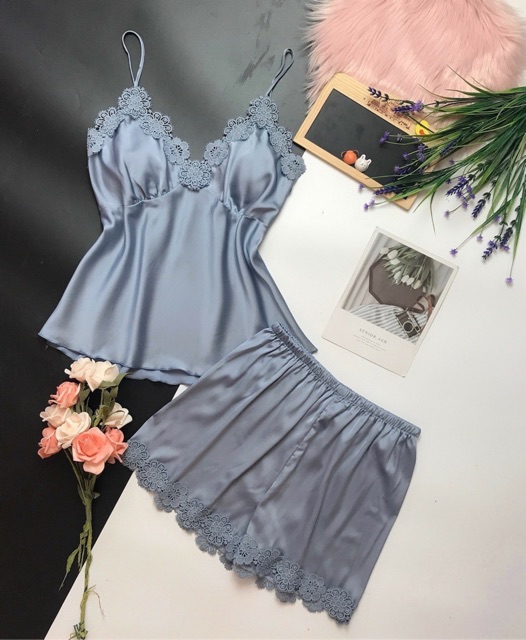 KELLY WANG SX412 bộ ngủ lụa satin cao cấp- đồ ngủ gợi cảm (Có muốt ngực) | BigBuy360 - bigbuy360.vn